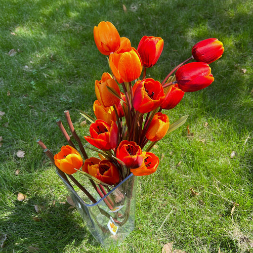 40 Inch Silk Tulip Stems 10 Pcs Orange Red Fall Winter Artificial Flowers