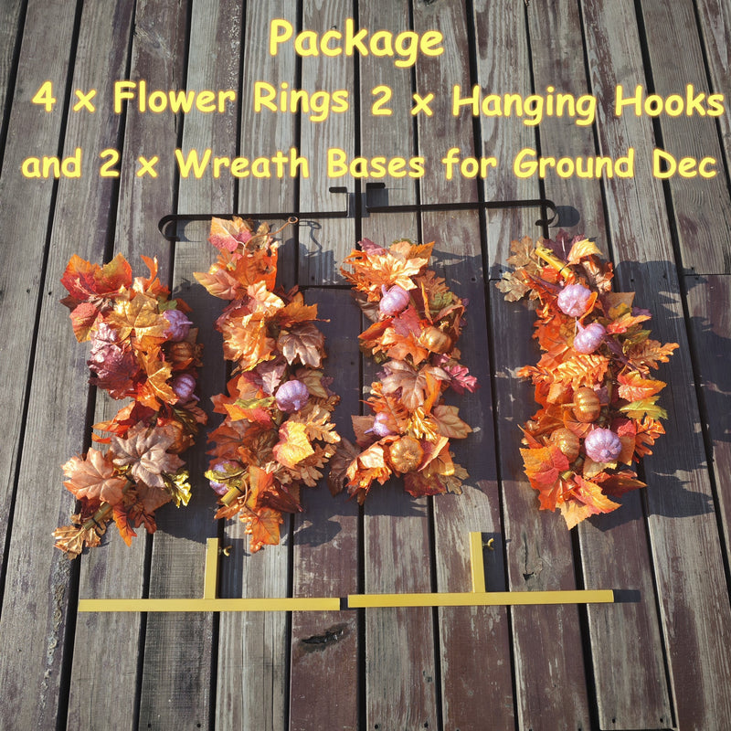 26 Inch Large Fall Pumpkin and Maple Leaf Wreath for Front Door, Artificial Autumn Decor, Bulk Quantity