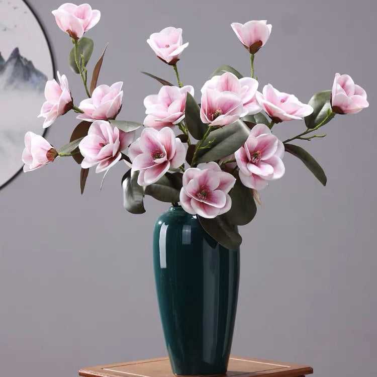 30 Inch Magnolia Stem Spray 6 Pcs Artificial Real Touch Silk Magnolia Flowers