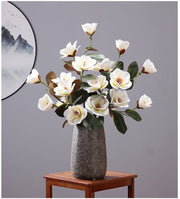 30 Inch Magnolia Stem Spray 6 Pcs Artificial Real Touch Silk Magnolia Flowers