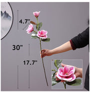 30 Inch Magnolia Stem Spray 6 Pcs Artificial Real Touch Silk Magnolia Flowers