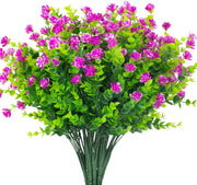 8 Bundles Artificial Flowers Plants UV Resistant Outdoor Durable Bulk Set