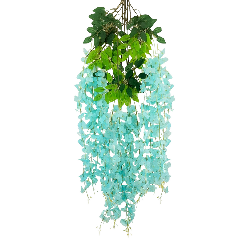 12 Inch Artificial Wisteria Hanging Flowers Garland, 12 Pcs, Purple, Silk, Wedding & Garden Wall Decor