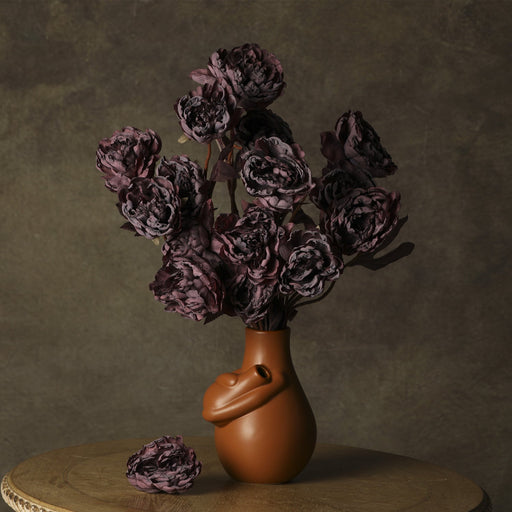 23 Inch Plum Artificial Peony Flower Stems, 10 Pcs for Wedding Floral Arrangements
