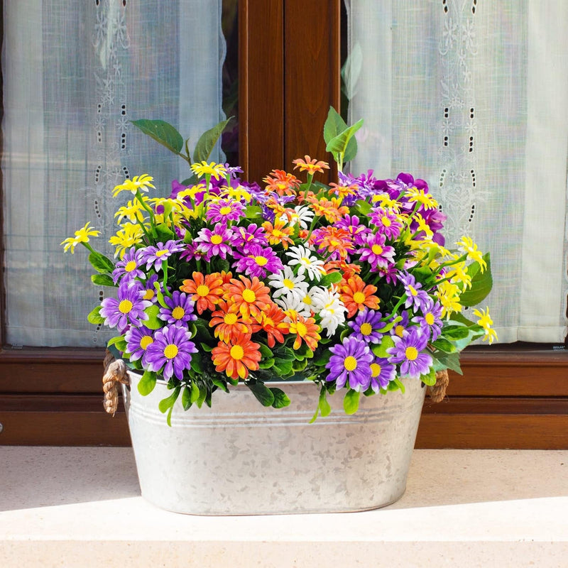 10 Bundles Artificial Faux Flowers for Outdoor Planters Bulk Pack