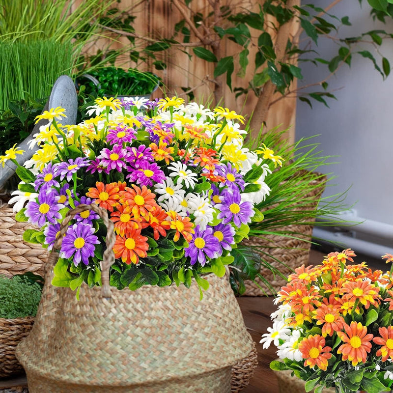 10 Bundles Artificial Faux Flowers for Outdoor Planters Bulk Pack