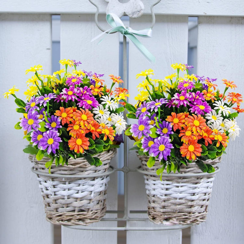 10 Bundles Artificial Faux Flowers for Outdoor Planters Bulk Pack