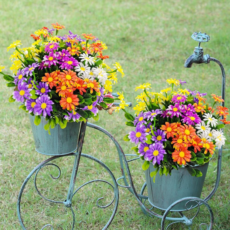 10 Bundles Artificial Faux Flowers for Outdoor Planters Bulk Pack