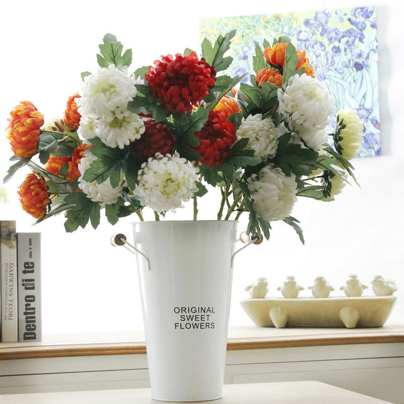 2 Pcs Artificial Chrysanthemum Stems, Kiku Spray Mum Branches, Autumn Decor