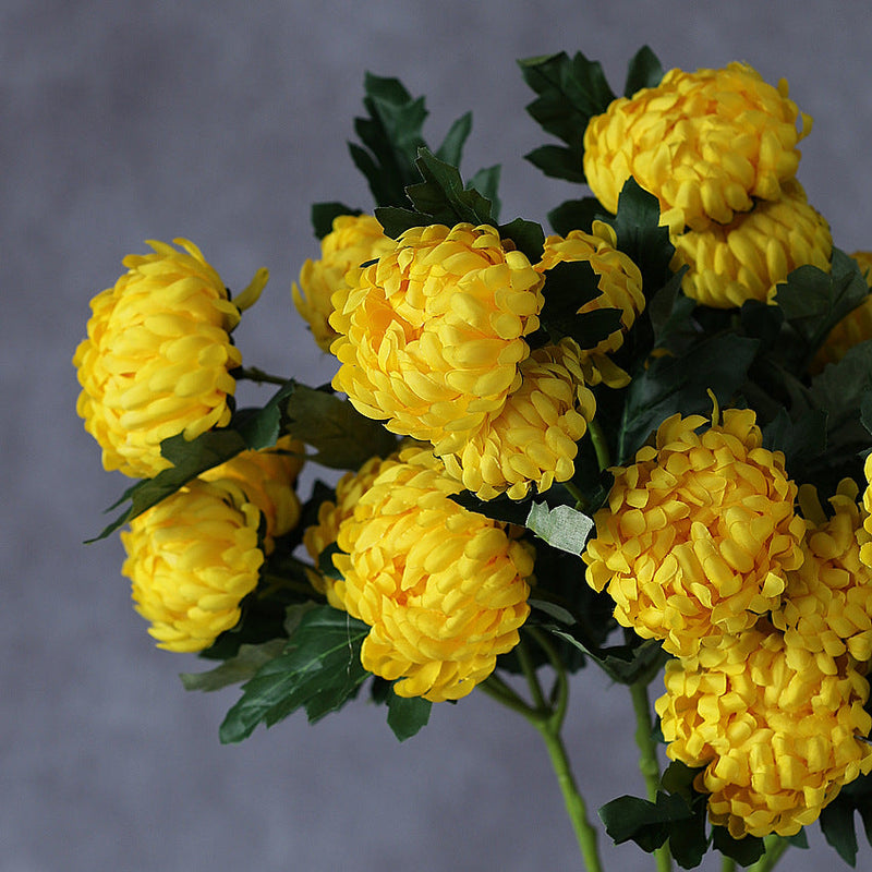 2 Pcs Artificial Chrysanthemum Stems, Kiku Spray Mum Branches, Autumn Decor