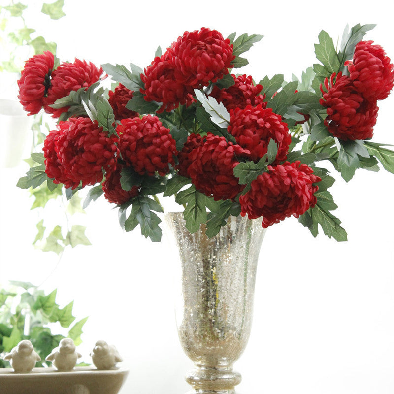 2 Pcs Artificial Chrysanthemum Stems, Kiku Spray Mum Branches, Autumn Decor