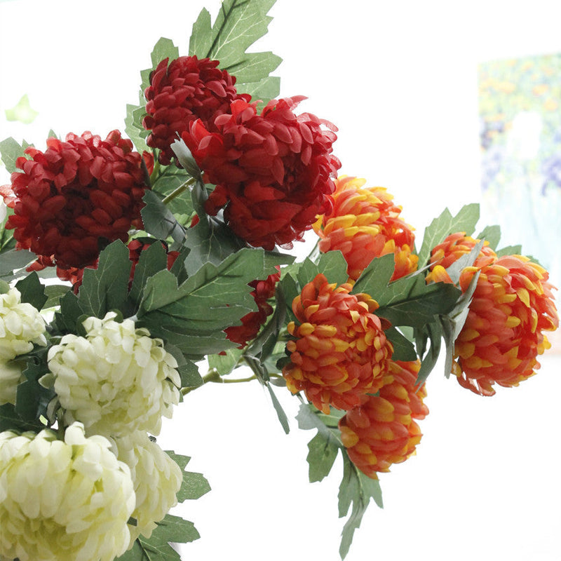 2 Pcs Artificial Chrysanthemum Stems, Kiku Spray Mum Branches, Autumn Decor