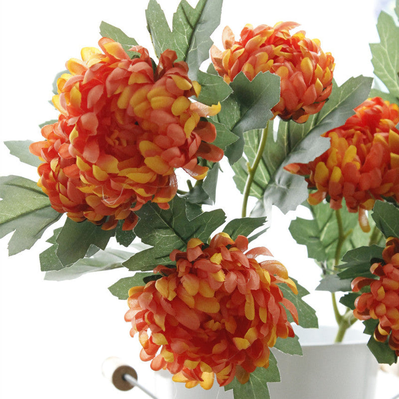2 Pcs Artificial Chrysanthemum Stems, Kiku Spray Mum Branches, Autumn Decor
