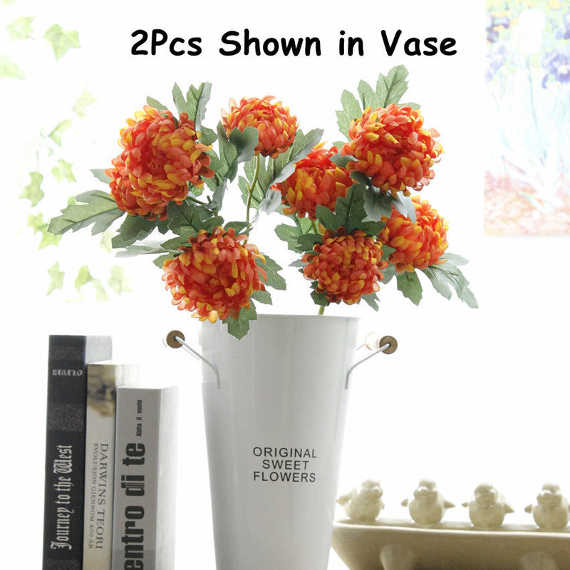 2 Pcs Artificial Chrysanthemum Stems, Kiku Spray Mum Branches, Autumn Decor