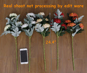 2 Pcs Artificial Chrysanthemum Stems, Kiku Spray Mum Branches, Autumn Decor
