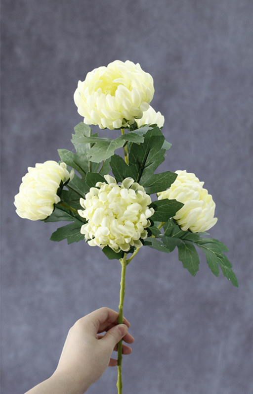 2 Pcs Artificial Chrysanthemum Stems, Kiku Spray Mum Branches, Autumn Decor