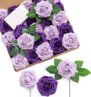 25 Pcs Foam Rose Stems Real Touch Artificial Flowers for Wedding DIY Bulk