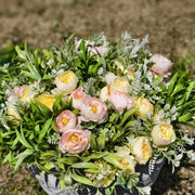 Faux Peony Bush Flowers with Greenery, 10 Stems, Artificial Silk, Outdoor Decorative Plants