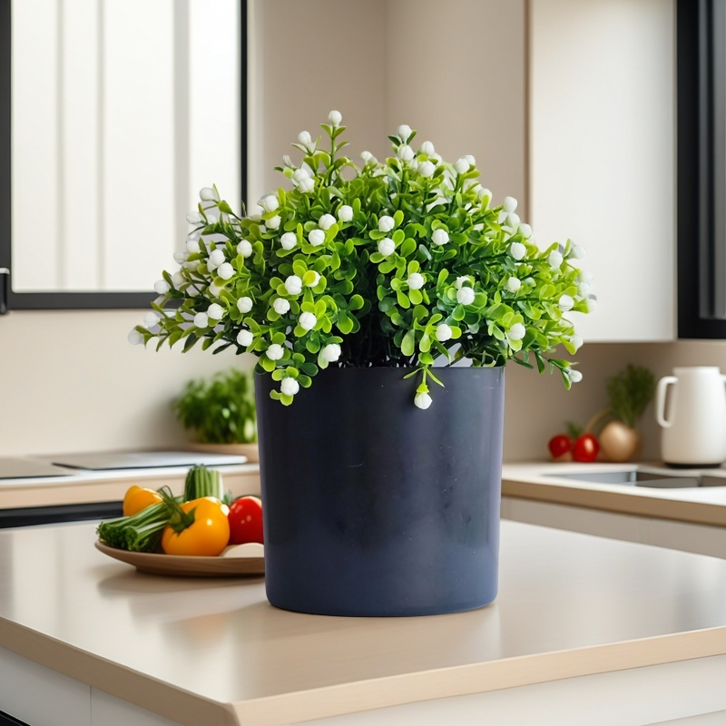 8 Inch Artificial Potted Greenery Plants Bulk Set of Faux Greenery in Pot