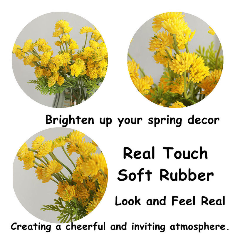 12 Inch Faux Yellow Berry Stems Bundle, 10 Pcs Artificial Real Touch Spring Flowers