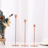 Bulk Set of 3 Gold Taper Candle Holders Metal Candle Stands for Wedding Dining and Parties Fits 3/4" Thick Candles and LED Candles Wholessale