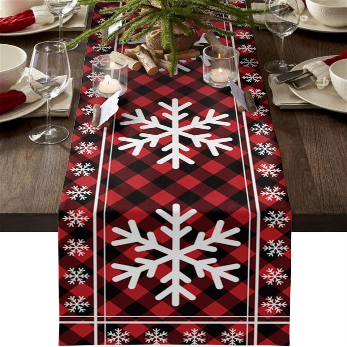 Bulk 12.5x71 Inch Christmas Table Runner Christmas Trees Design for Home Parties Winter Seasonal Holiday Kitchen Dining Table Decorations Wholesale