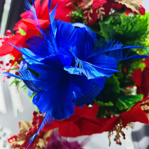 Bulk Christmas Feather Flowers with Clip 12 Inch Artificial Holiday Decoration 10 Pcs