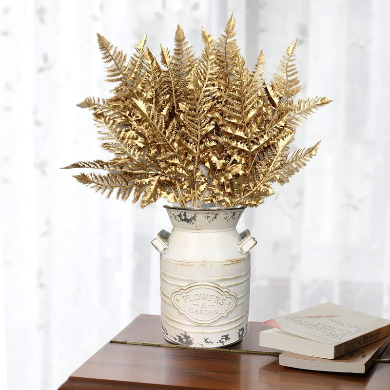 2 Pcs Artificial Gold Bush Grass Faux Shrubs for Indoor Outdoor Garden Wedding Table Planter Filler