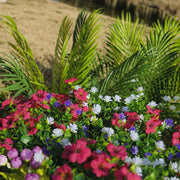 23 Pcs Large Outdoor Artificial Fern Plants with Faux Flowers UV Resistant