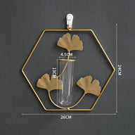 Bulk Wall Mounted Gold Metal Plant Stand with Glass Tube Vase Hanging Planter for Home Living Room Office Decor Wholesale