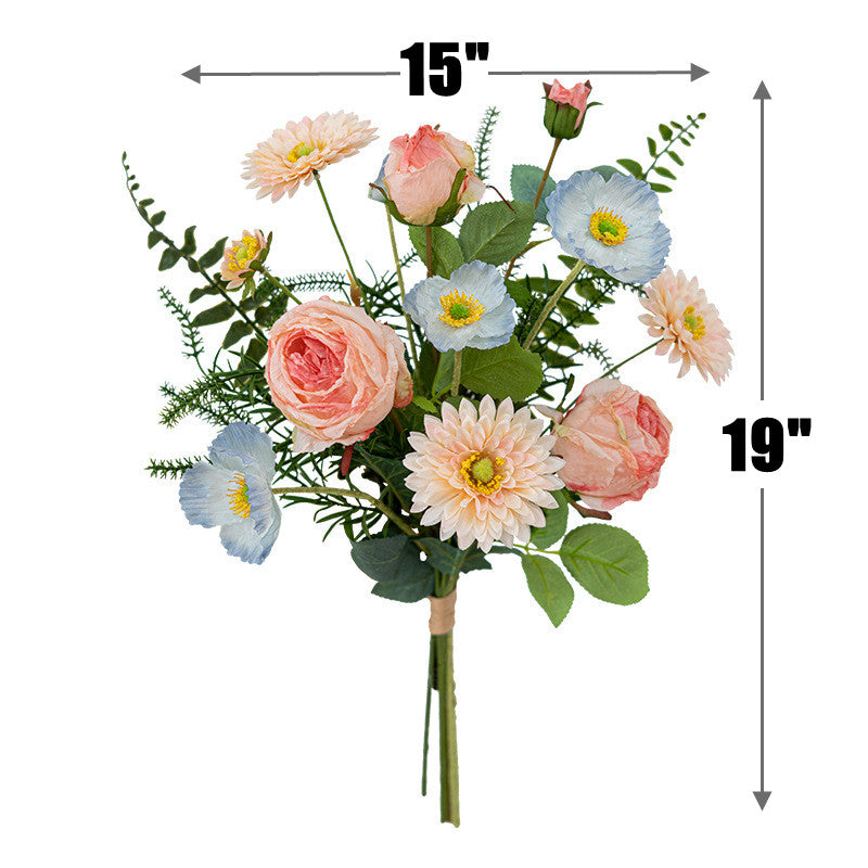 19 Inch Silk Artificial Flower Bouquet, Pre-Arranged, Bulk Wedding and Home Decor Centerpieces