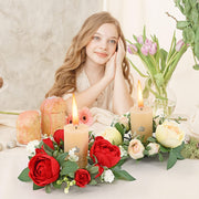 Artificial Rose Wreaths Bulk 12 Inch Valentine's Day Floral Arrangement Candle Rings Wholesale
