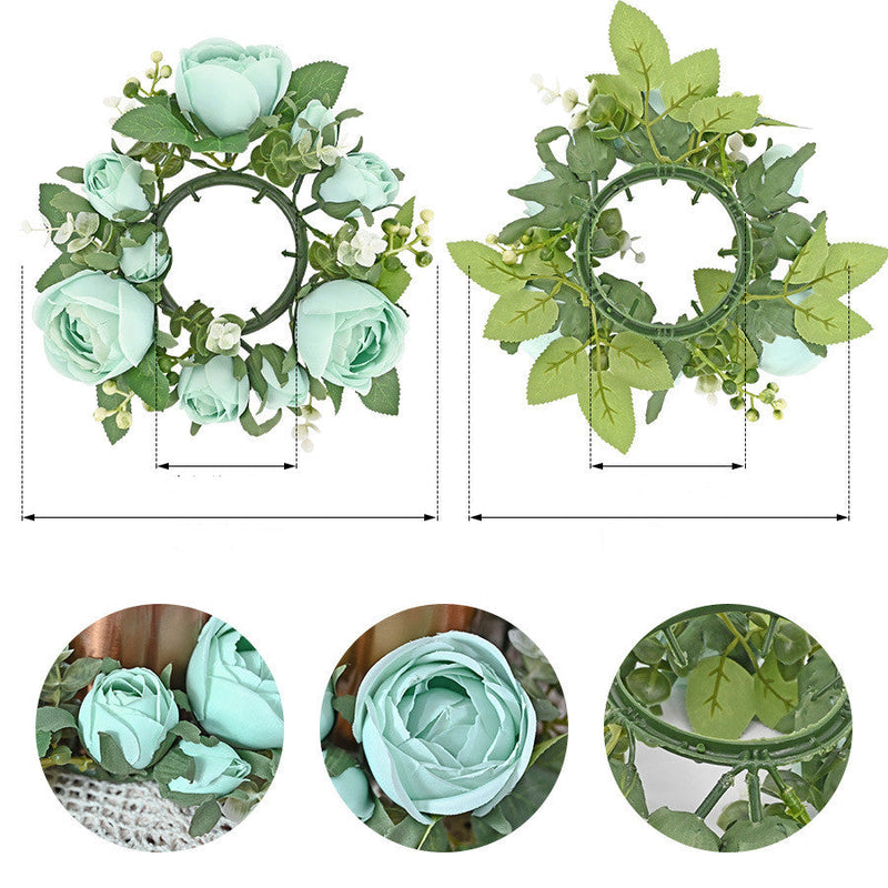 Artificial Rose Wreaths Bulk 12 Inch Valentine's Day Floral Arrangement Candle Rings Wholesale