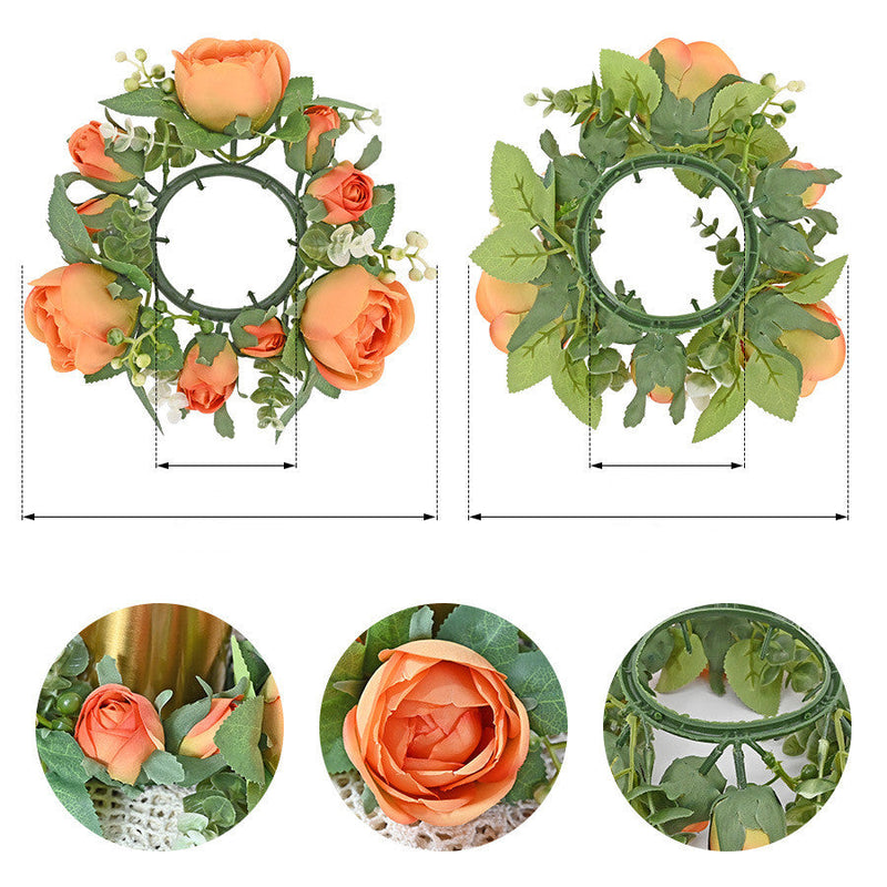 Artificial Rose Wreaths Bulk 12 Inch Valentine's Day Floral Arrangement Candle Rings Wholesale