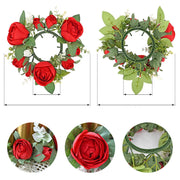 Artificial Rose Wreaths Bulk 12 Inch Valentine's Day Floral Arrangement Candle Rings Wholesale