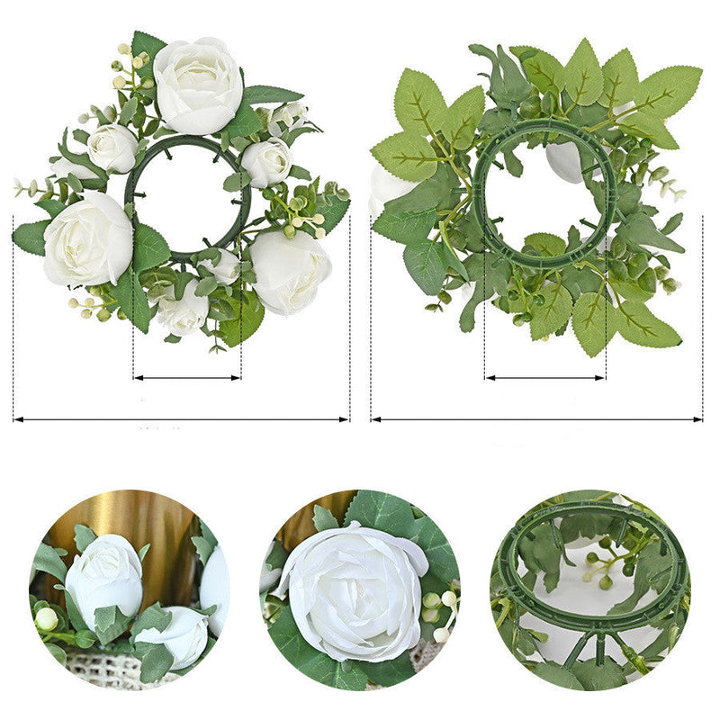 Artificial Rose Wreaths Bulk 12 Inch Valentine's Day Floral Arrangement Candle Rings Wholesale