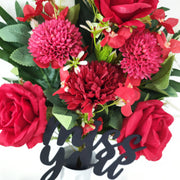 10 Pcs Artificial Tiger Lilies and Mums Cemetery Flowers with Floral Vase Stake for Grave Decoration