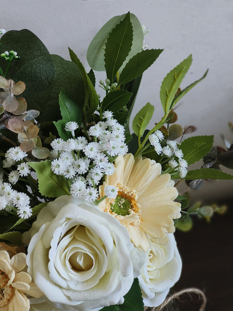 Artificial Silk Roses Flower Arrangement with Vase, Bulk Set, Decorative Artificial Flowers