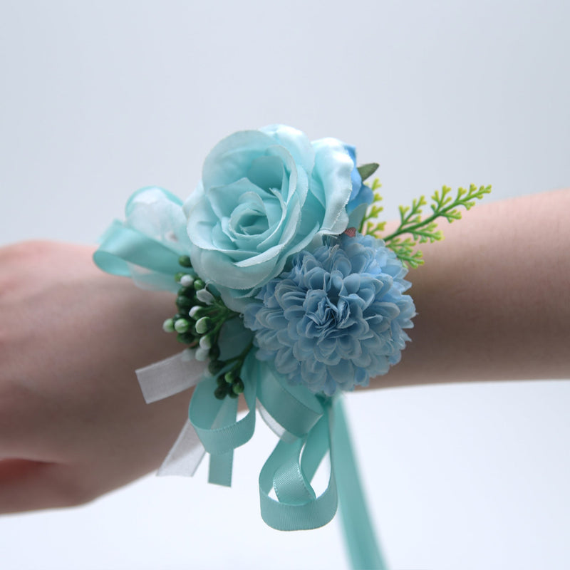 Handmade Artificial Rose and Mum Wrist Corsage Bouquet, Multicolor