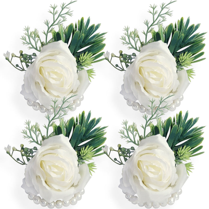Handmade Rose Wrist Corsage with Beads, Bulk Quantity, Artificial Flowers