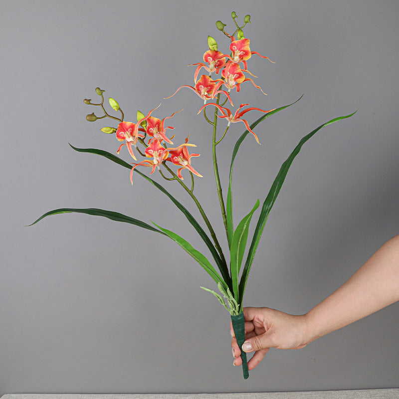 Spider Lily Artificial Flower Stems with Leaves, 10 Pcs Bulk Craft Bonsai DIY, 12 Inch
