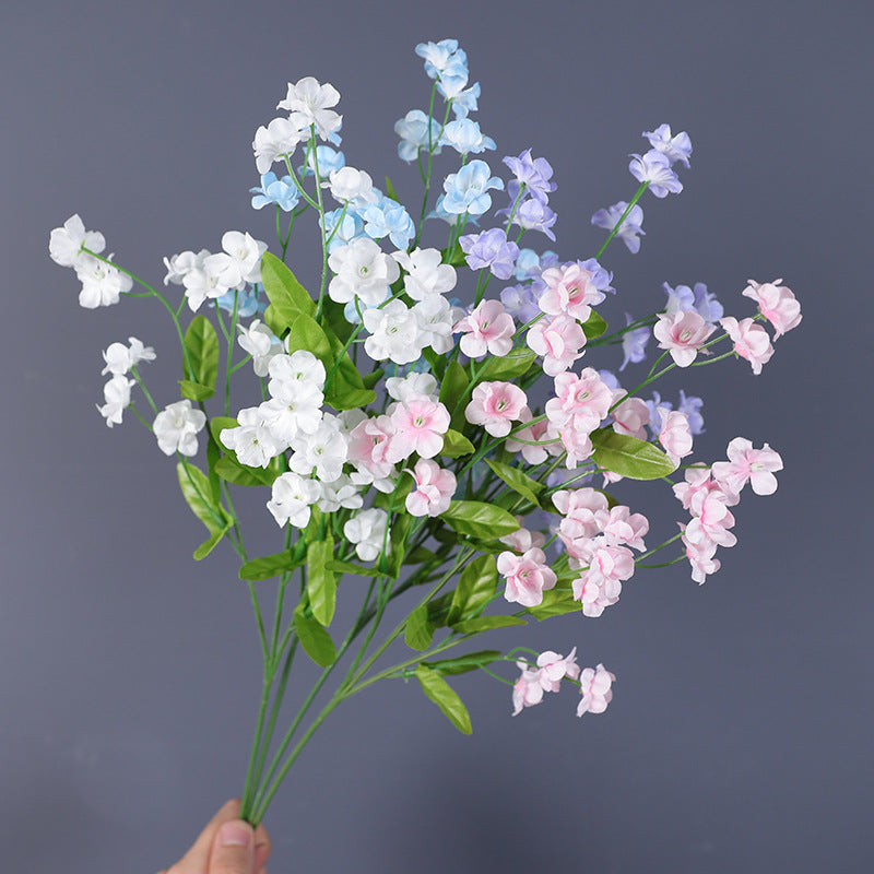 4 Pcs 18.5 Inch Artificial Silk Forget Me Not Flowers Blue Bouquet for Fall Decor Wedding Vase Arrangement