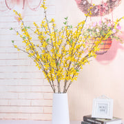 40 Inch Yellow Artificial Forsythia Branch Flowers, 1 Pc, Silk Faux Spring Blossom