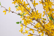 40 Inch Yellow Artificial Forsythia Branch Flowers, 1 Pc, Silk Faux Spring Blossom