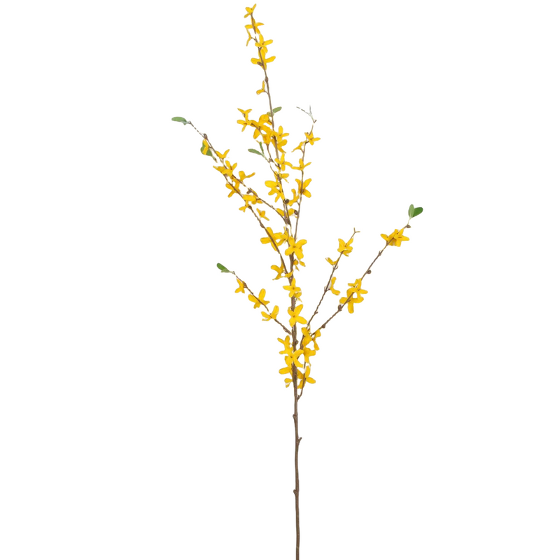40 Inch Yellow Artificial Forsythia Branch Flowers, 1 Pc, Silk Faux Spring Blossom
