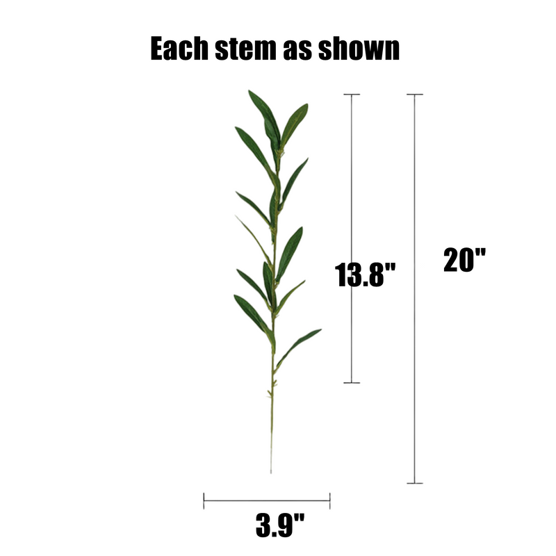 20 Pcs 19.7 Inch Artificial Olive Leaf Stems Faux Greenery Branches for DIY