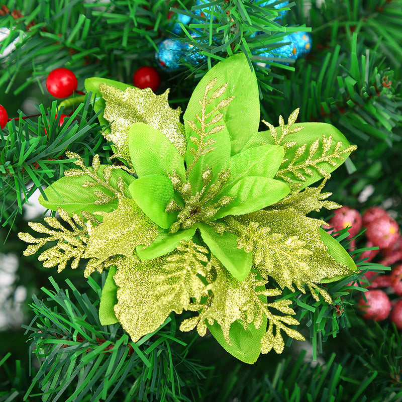 14 Colors 6 Inch Glitter Poinsettia Artificial Christmas Flowers Bulk Wholesale