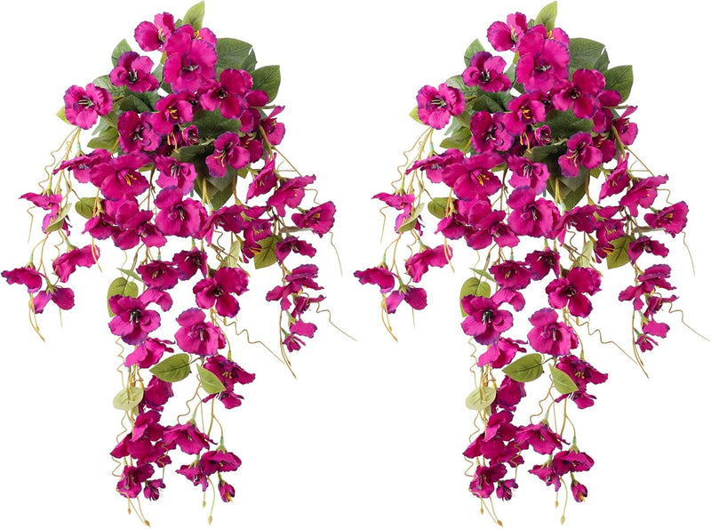 2 Pcs Artificial Hibiscus Weeping Hanging Flowers UV Resistant for Outdoors