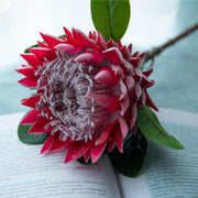 6 Pcs 20 Inch Artificial King Protea Stems Bouquet Faux Silk Fall Flowers
