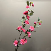 35 Inch Artificial Quince Blossom Branch 1 Pc Spring Floral Decor